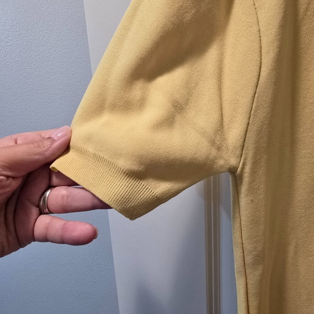 Vintage Montgomery Ward Ban Lon Polo Shirt Yellow Mens Medium Nylon Retro. GUC. - Picture 7 of 16